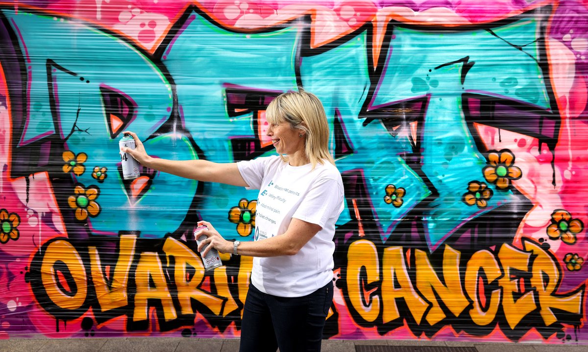 Trinity's @Shotoole81 (pictured) is leading the INGO campaign for World Ovarian Cancer Day today. Graffiti artist @brutto1 joined this year's campaign to promote awareness of the signs + symptoms of #ovariancancer. @CancerInstIRE #ThisIsGo #WOCD2024 #researchMATTERS