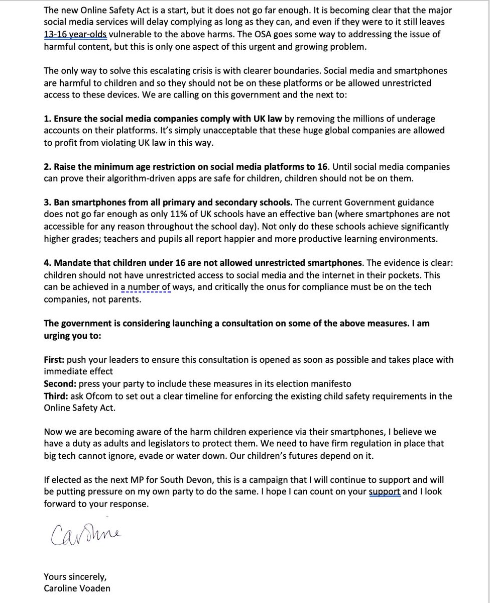 Join me in advocating for a #smartphonefreechildhood.   As a mother of two,  I understand the dangers associated them. Distorting reality & harming children's self-esteem & body image .
✍️ to your MP
follow this grassroots campaign 👇 smartphonefreechildhood.co.uk 
#mentalhealth