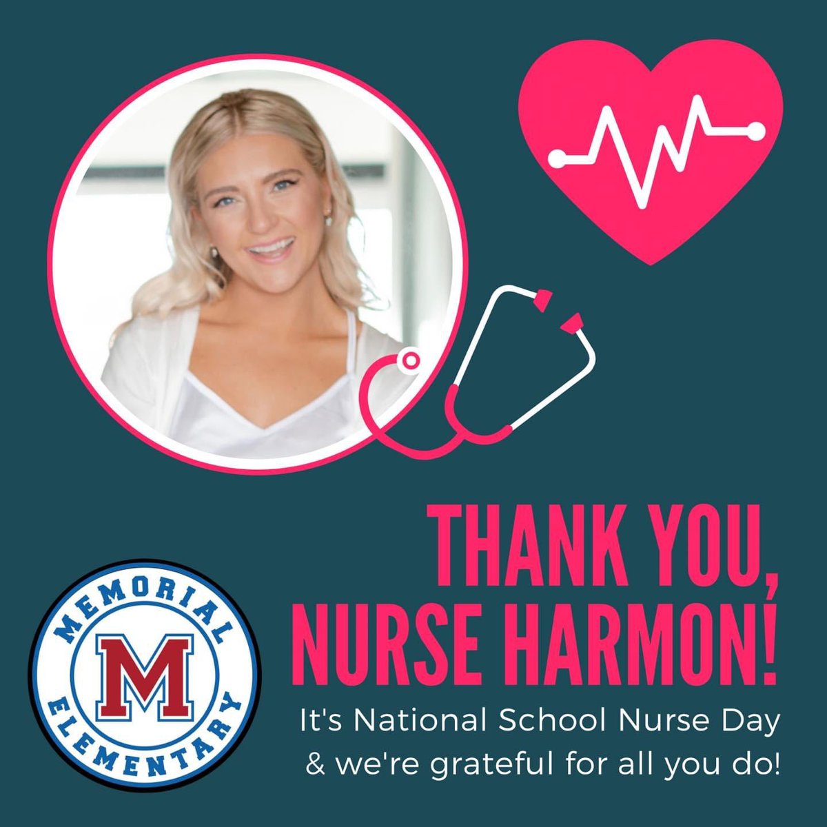 Happy National School Nurse Day to @MemorialElm’s very own Nurse Harmon! Thank you for your care of and compassion for our Mustangs! We truly appreciate your knowledge and kindness! #ThankHISDTeachers #SchoolNurse #HISDMemorialPTO #BlessedWithTheBest 👩🏼‍⚕️💕🎉