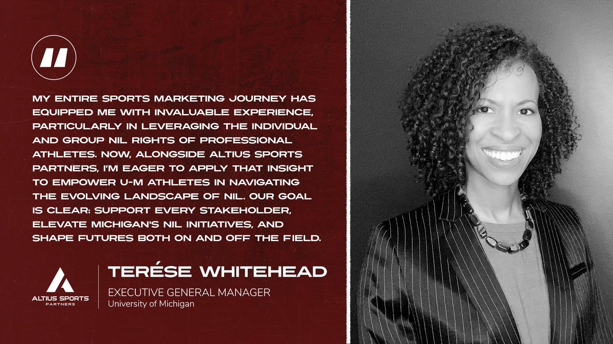 We’re thrilled to welcome Terése Whitehead to the ASP team as @UMichAthletics’ NIL Executive General Manager! Currently the VP of Consumer Products and Strategy at the NFLPA, Terése brings more than 20 years of industry experience to Ann Arbor. She returns to her alma mater to…