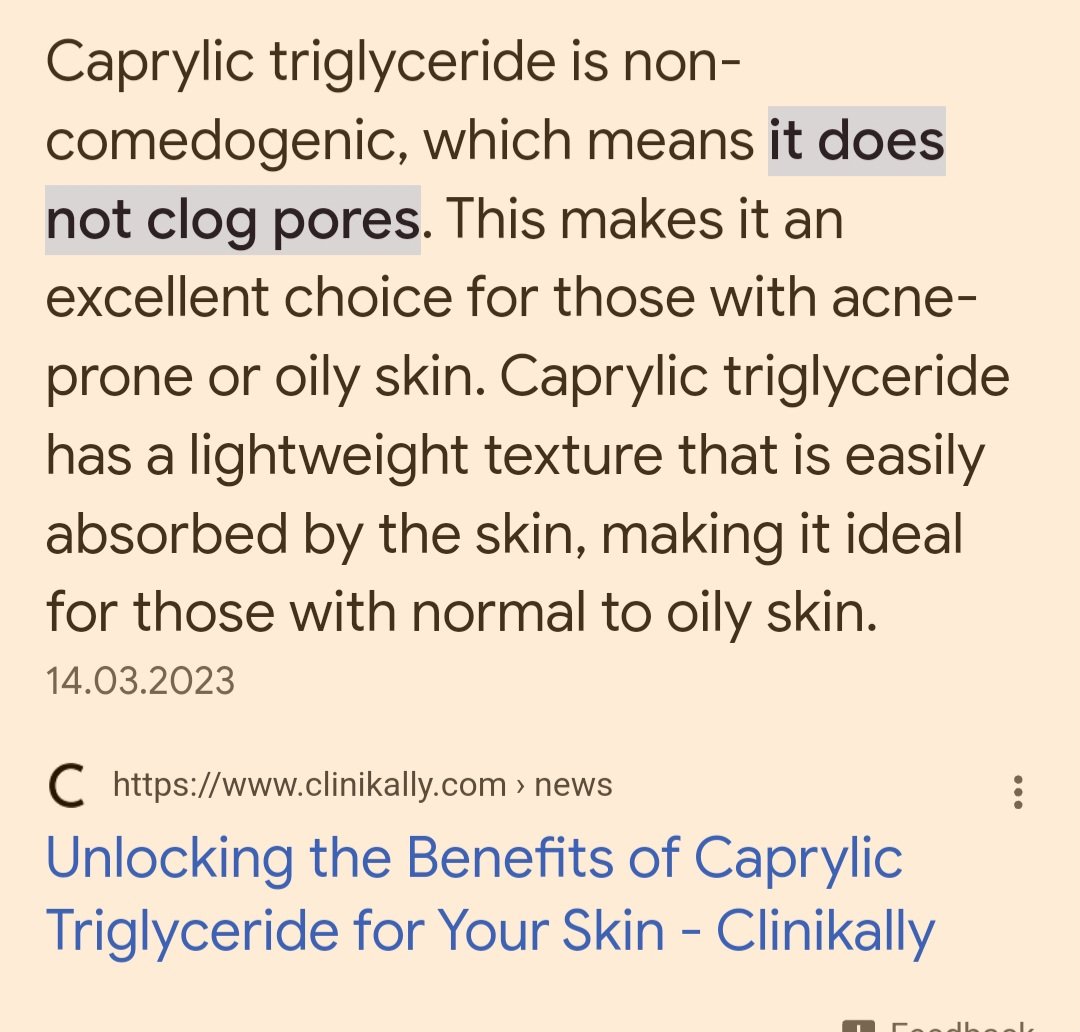 Caprylic triglyceride from cocos oil is a safe ingredient for a cleansing oil especially for acne prone skin
Its also pufa free.