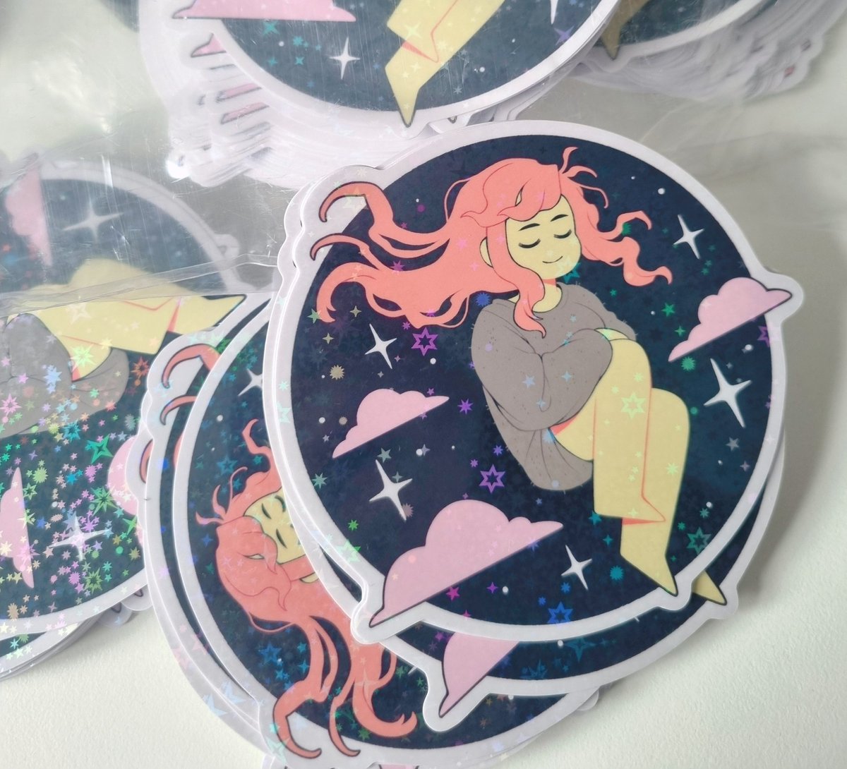 TCAF CROWD: If you preorder my comic either at my stall or before (if you can show me a receipt), I'll give you one of these big beautiful shiny stickers!! They're 4 inches!!! IN-PERSON ONLY! I'll also be bringing these to MCM for the UK crowd! lavendercloudscomic.carrd.co