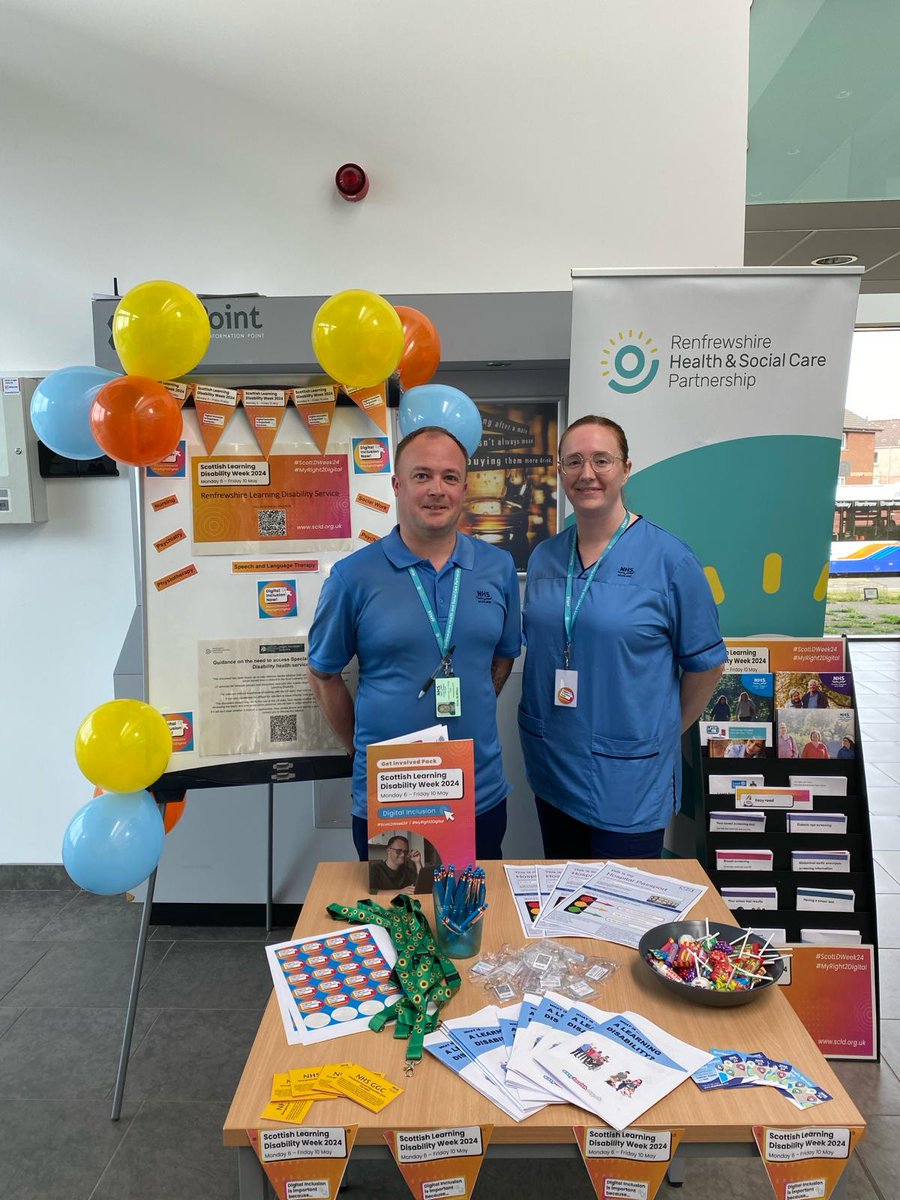 Some of our team are in Renfrew Health Centre today to talk to people about Learning Disability Week. Sharing Easy Read information and information on how to access the specialist learning disability service. #ScotLDWeek24 #MyRight2Digital @RenHSCP