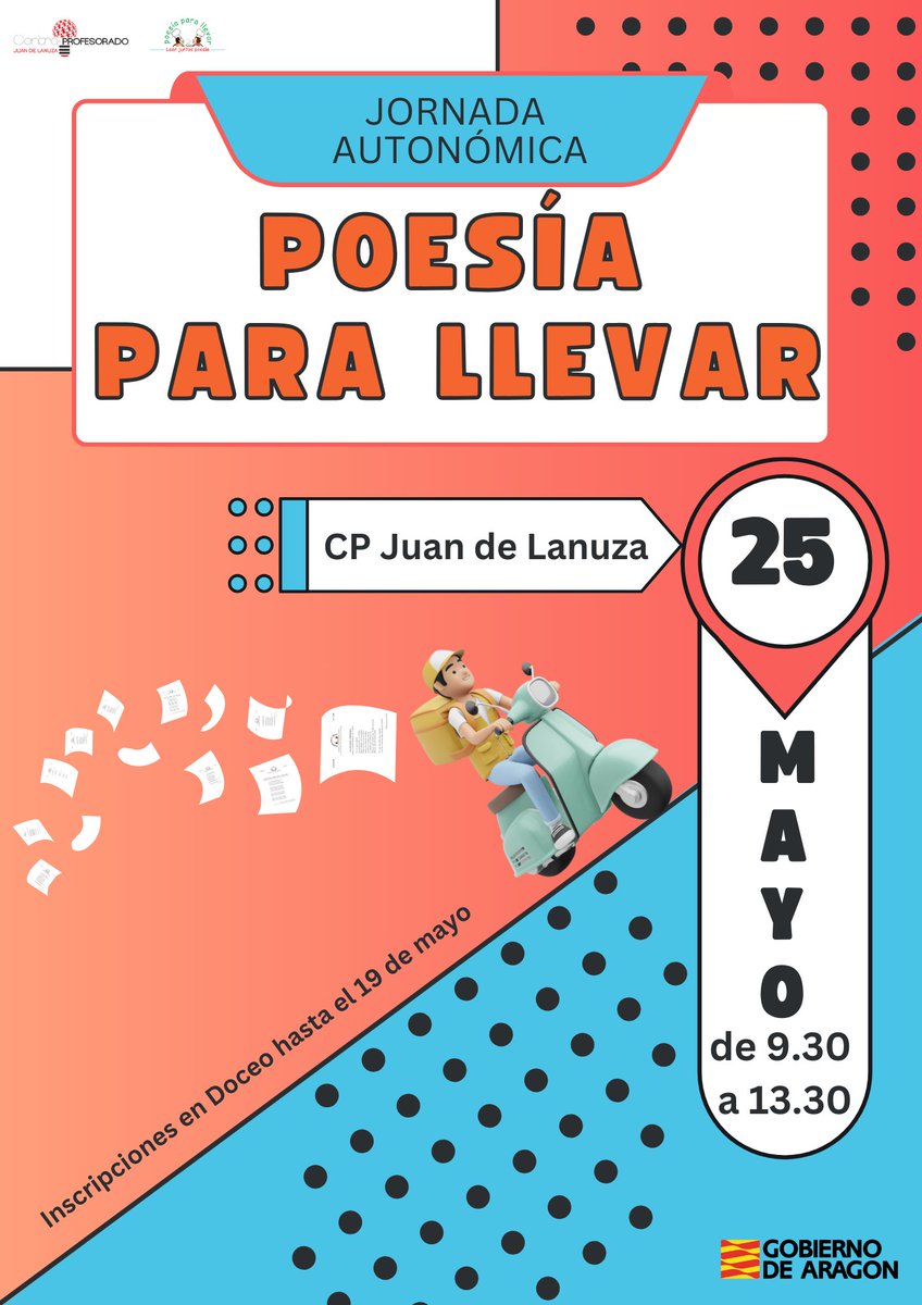 Ya podéis apuntaros a la jornada autonómica de @PoesIaxrallevar que se celebrará la mañana del 25 de mayo en @cpjuandelanuza 🔗 doceo.catedu.es/epgfp/portadaI…