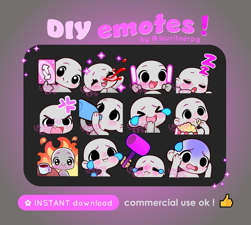 lauritaerpg's tweet image. DIY YOUR OWN EMOTES! ✨
🎨x27 PSD emote bases
🌸Can be used for both Twitch emotes n Discord stickers
🌷3 skin colors included / 500 x 500 px
💠Personal &amp;amp; commercial use ok
🌱if you'd like to support me, please help me RT :D 
🔗linkss + Giveaway in 💬