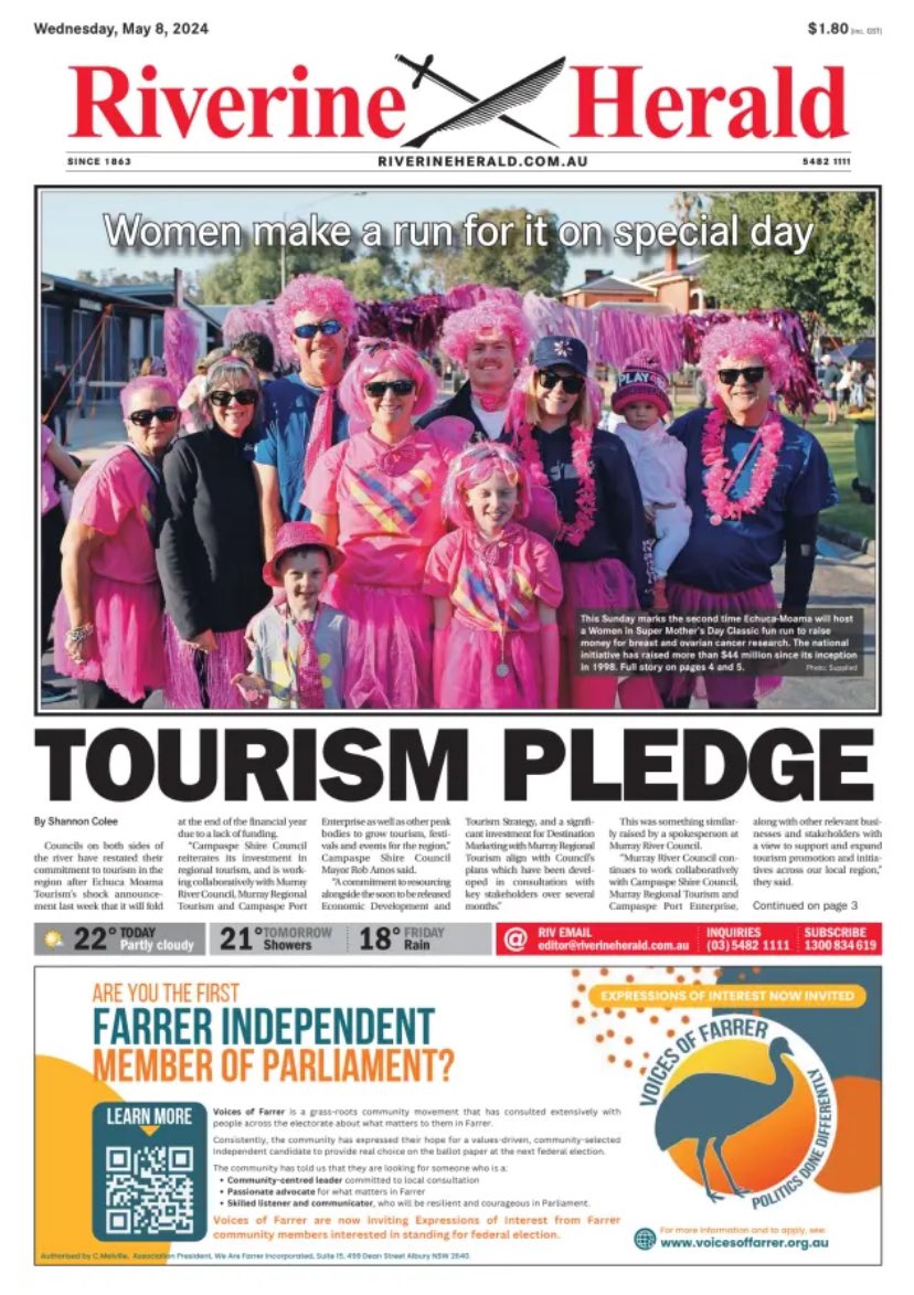 #Breaking #FrontPage #TheRiv

Yep… front and centre. We’re looking for an #IndependentCandidate 

#AusPol #BeTheChange
