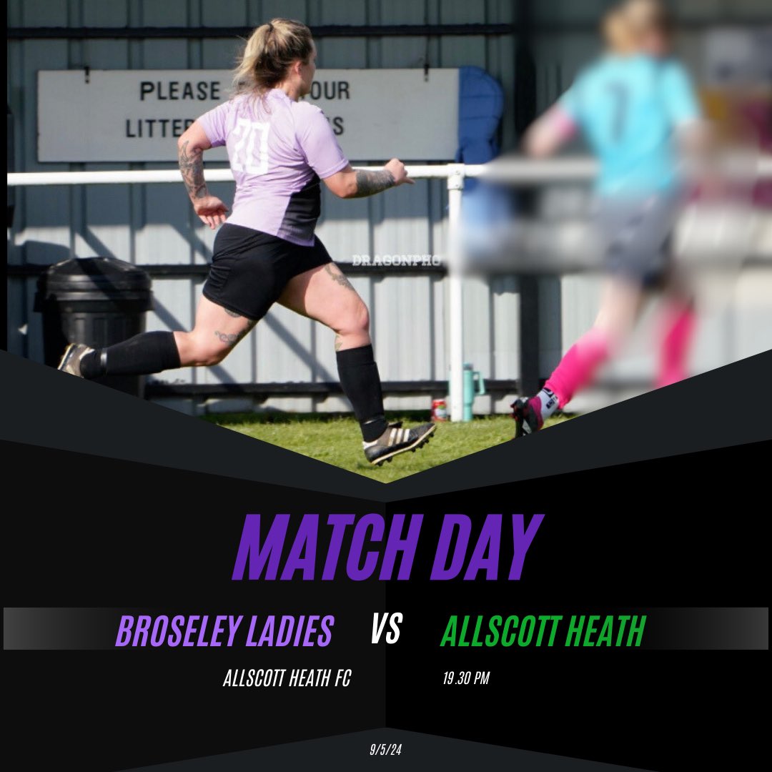 ⚽️THIS WEEK⚽️

We back again this week on the road. As we head to the final three games we have a midweek night fixture. 

We face Allscott Heath FC. 

🆚 Allscott Heath FC
🕑 1930 KO
📆 9/05/2024
📍 Allscott Heath