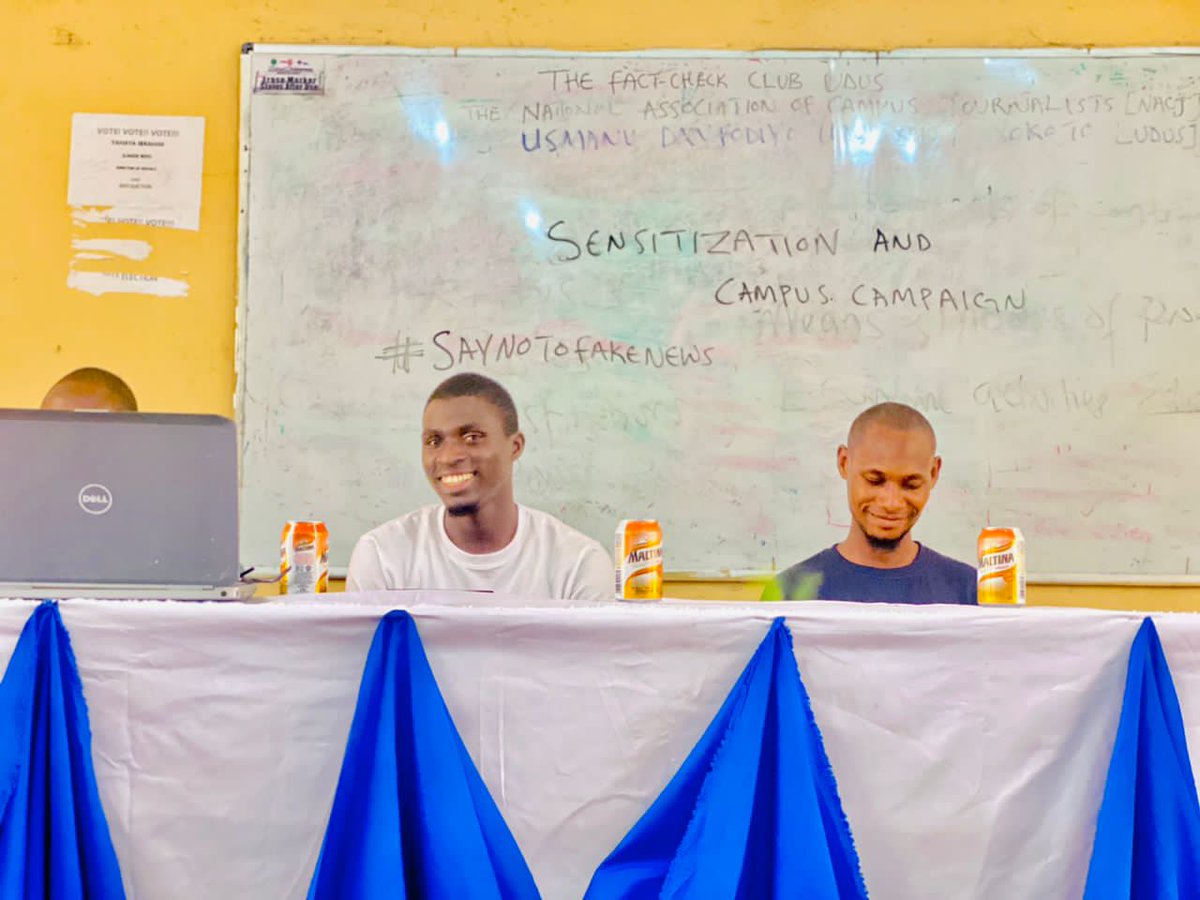 MusbauDauda's tweet photo. Delighted to have facilitated a training session on the topic “The Arts of Fact-checking Using Digital Tools" at a day in-person workshop organized by the UDUS Fact-check Club sponsored by @TheICIR and funded by the Embassy of the Federal Republic of Germany, Abuja. https://t.co/2S3jI9ZBVz
