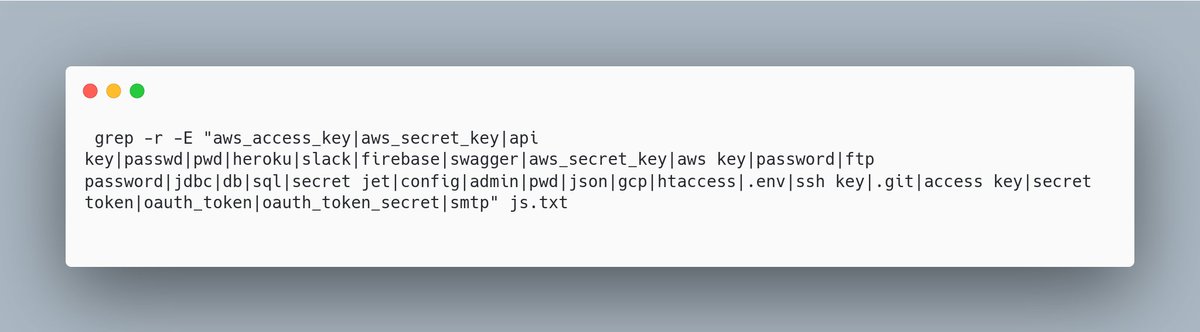 🔥 One-liner command to grep all sensitive data in JS files👇