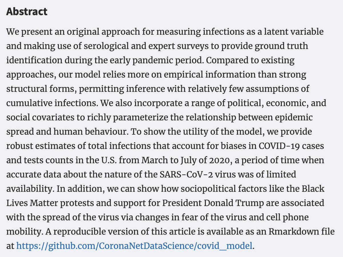 🚨 New Paper How do you track a novel epidemic when data & transmission dynamics are uncertain? We design a Bayesian method (similar to election poll trackers!) that uses the info available in the early stages of COVID-19 to form robust priors. (1/) academic.oup.com/jrsssa/article…