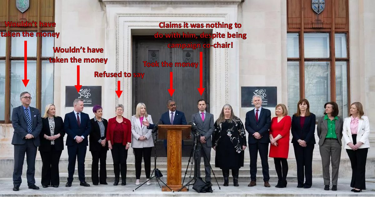 Another Labour Cabinet Member has come out and said that they wouldn't have taken the £200,000 donation from the pollution conviction businessman. 😬 Here is a useful tracker to remind you which of Vaughan Gething's Cabinet Members would have taken the money. 💰