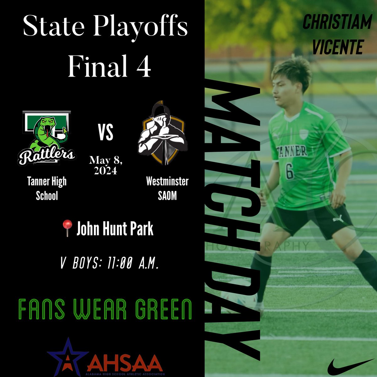 It’s about that time!! This is for a chance to play for a state title!! Everyone show up and show out with your Rattler Green!! #RattlerNation #RunItBack #family #AHSAA Limestone County Schools Tanner High School