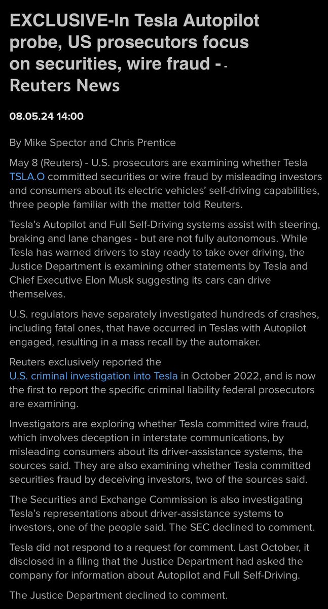 I would really like to see the $TSLA internal communications that the Justice Department has subpoenaed. #GoldenAgeOfFraud
