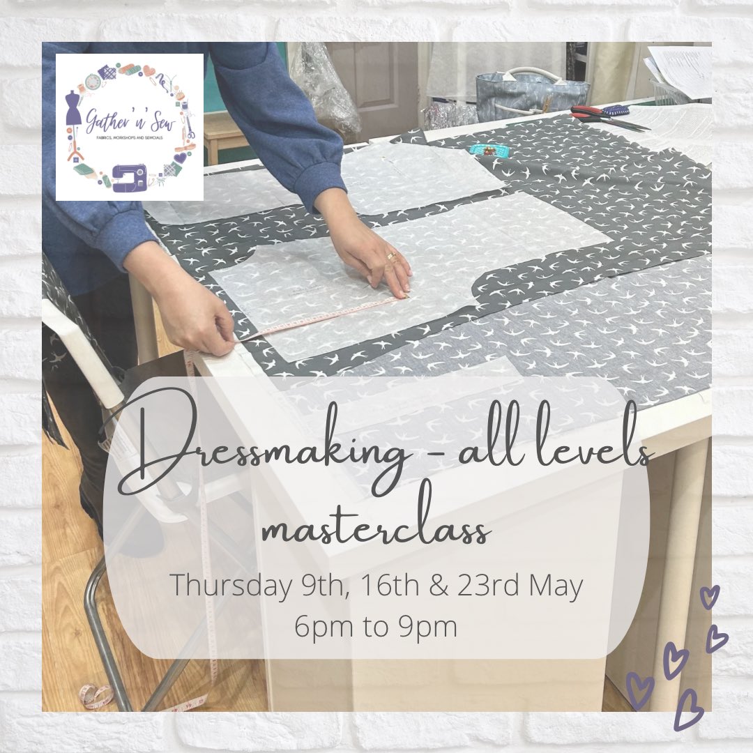 Only 2 places available on this dressmaking course starting on Thursday evening. No matter what your level of ability, choose your garment and let us help you sew it up. Message us to book or find out more 💜

#gathernsew #learntosew #sewingclasses #sewingworkshops #bourne