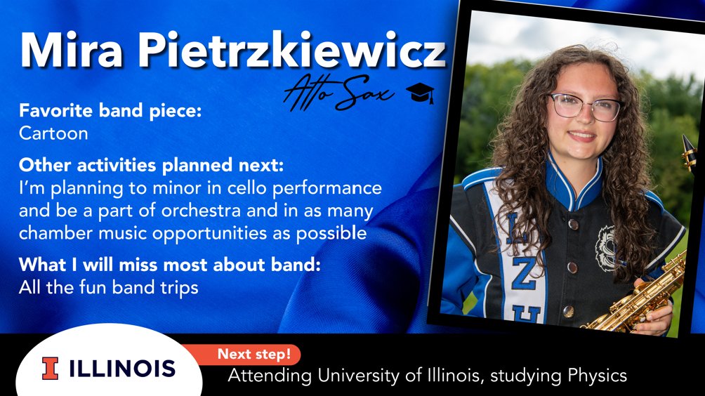 LZHSBand's tweet photo. We are honoring our Seniors!  Congratulations to Max, Mira, Natalie, and Nathan🎵💙 🎶 https://t.co/Rq2U39bPir