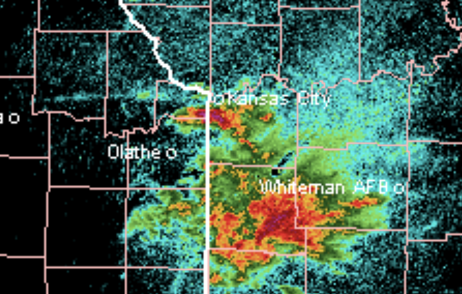 This is one very heavy thunderstorm this morning. It is right over downtown KC right now. It will produce very heavy rain and some small hail. What is it doing where you live?
