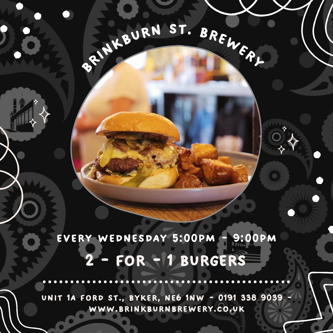Brinkburn St Brewery, Bar & Kitchen (@brinkburnstbrew) on Twitter photo 2 for 1 Burgers tonight at <a href="/BrinkburnStBrew/">Brinkburn St Brewery, Bar & Kitchen</a>
It would be rude not too we reckon. 2 for 1 Burgers tonight at <a href="/BrinkburnStBrew/">Brinkburn St Brewery, Bar & Kitchen</a>
It would be rude not too we reckon.