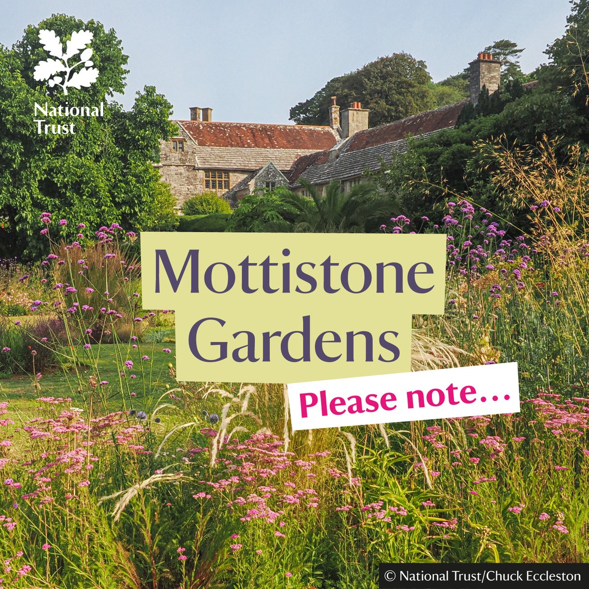 Planning to visit #MottistoneGardens tomorrow (9 May)? Please be aware that we'll be closing early at 2pm. This is so that we can improve our visitor facilities, meaning your next visit will be even more enjoyable. Sorry for any inconvenience but thank you for understanding.