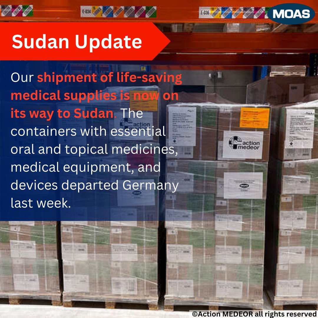 After shipping 52 tons of #nutritional aid to #Sudan last year, #MOAS is now sending life-saving medical aid in collaboration with our partner @actionmedeor 🏥 The #medicines and equipment are selected to address the specific #health needs of the Sudanese population.Stay tuned!