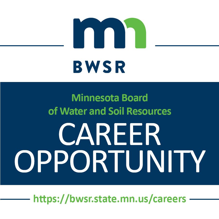WE'RE HIRING! 2 board conservationists (Mankato, Rochester), 5/22 deadline; 1 grants compliance specialist (Mankato or Rochester), 5/21 deadline; 1 water programs coordinator (any of #MnBWSR's 9 offices), 5/29 deadline. All are hybrid-eligible. Details: buff.ly/3My3Ld8