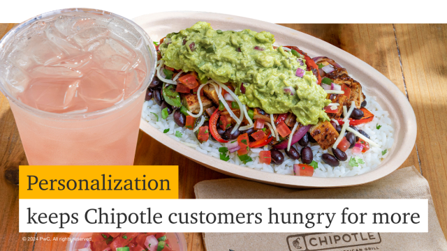 Discover how PwC helped Chipotle hone its digital strategy to harness consumer data in an effective, timely and responsible way. Now, Chipotle offers each customer an enhanced, personalized digital experience. Read the case study: pwc.to/3SZEg88. pwc.to/3wqqEvf