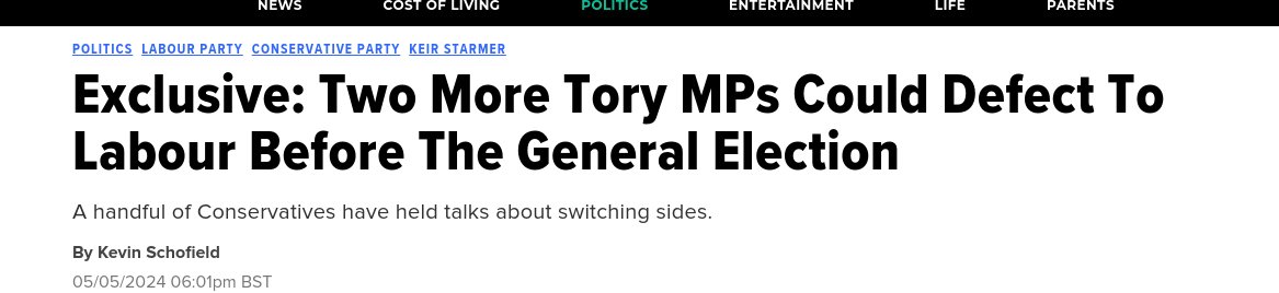 Tory MPs already defected to Labour - Chris Wakeford, Dan Poulter, now Elphicke, who is more suited to Reform and is the most shocking yet. There might be another tho according to Huff Post. Surely, to Scots who haven't voted Tory since the 50s, this is a step too far?

#VoteSNP