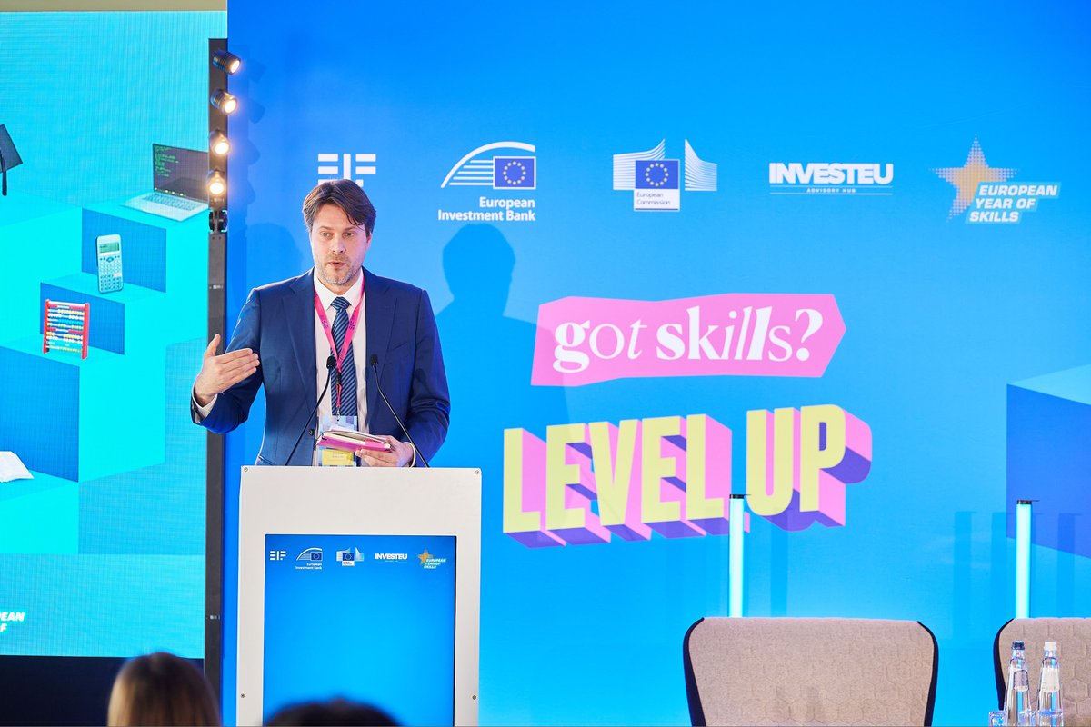 🎓 #Skills and #education are the backbone of success in other policy areas 💬 EIF's Zvonimir Ratkovski highlighted the importance of this market for EU competitiveness at 'Got skills? Level Up!', an initiative to boost skills development and investment. #EIBAdvisory #InvestEU🇪🇺
