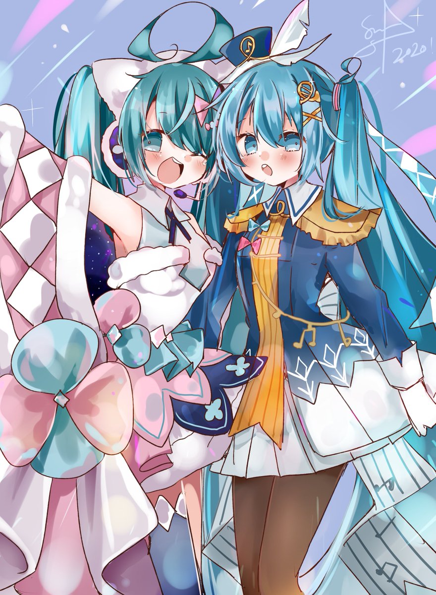 初音ミク 「冬まつりちゃんとホルンちゃんのみくみく 」|縞城依月＠超ﾎﾞﾏｽ1日目E01.02⇒ｺﾄﾌｪｽのイラスト