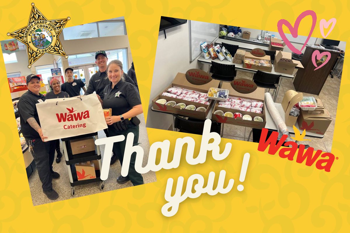 Thank you @Wawa on US Hwy 98 North in Lakeland for not only feeding our injured heroes, Deputy Smith & Lt. Anderson, and their families, but also their brothers & sisters in green working the Northwest District (north Lakeland area). We love you! #gottahavaWawa #thankyou