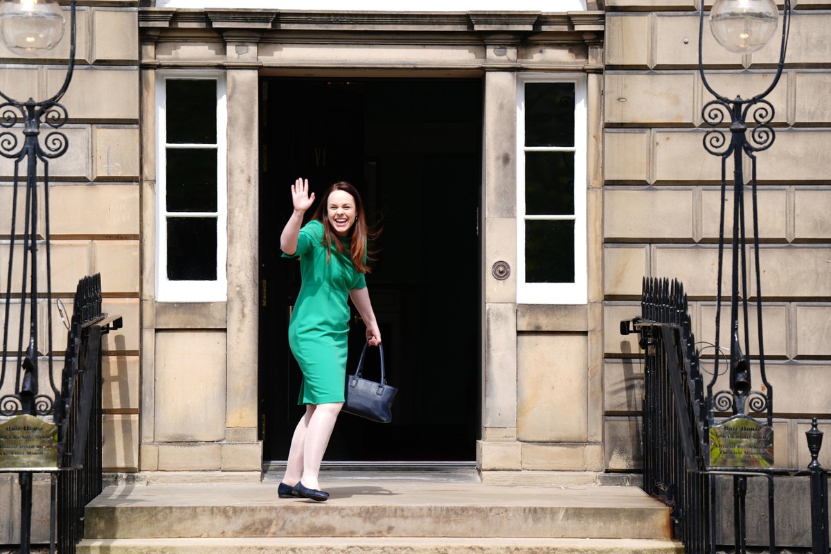 Kate Forbes looked delighted as she entered Bute House earlier today. Pic: @belperbarlow