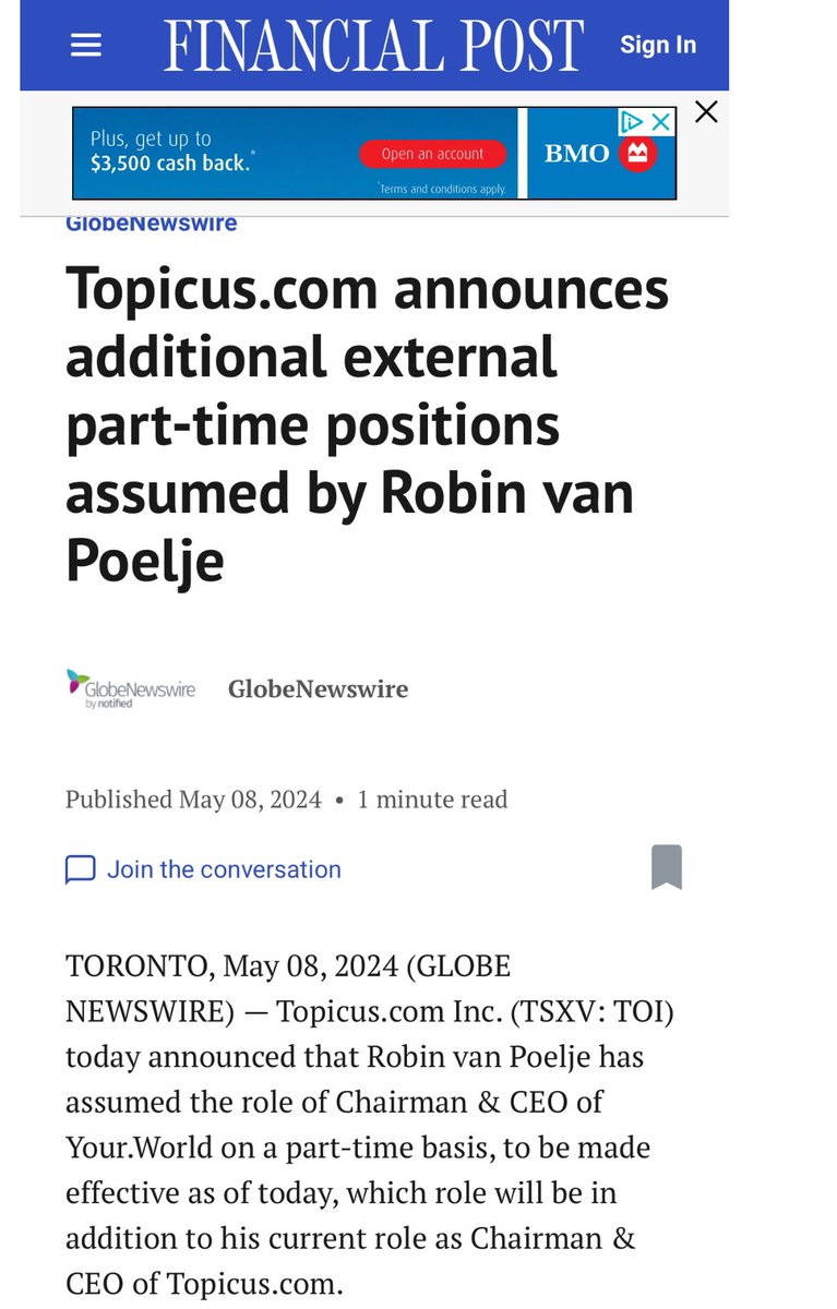 $TOI.V  CEO 👀 now Your.World CEO a private holding company for European online companies 🇳🇱 2 operating companies Your.Online (was Total Webhosting Solutions) & Total Specific Hosting. van Poelje has been Chairman of board for both since their inception.