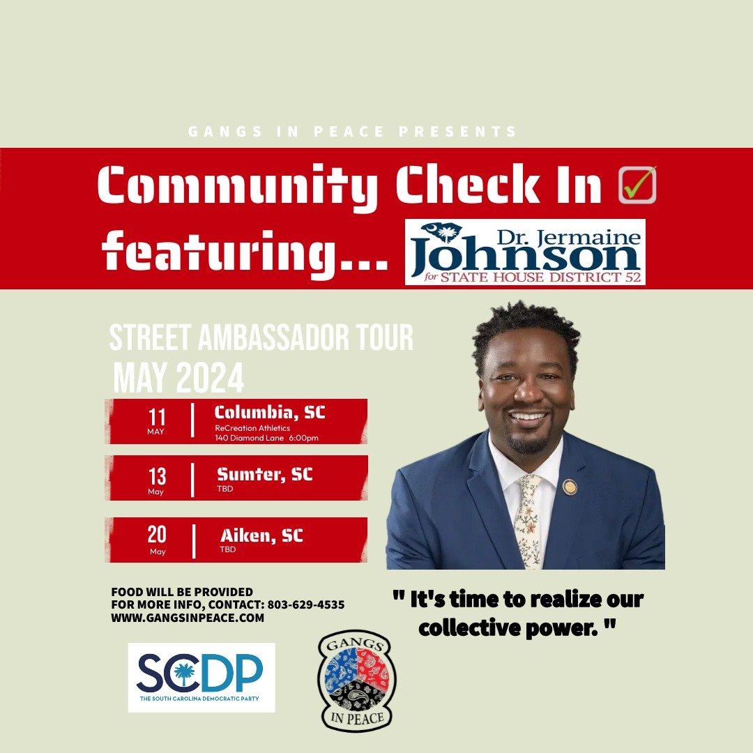 This Summer Gangs in Peace and I are going across South Carolina to hear your concerns and help solve those problems. We are here and we WILL organize this state! wach.com/news/local/loc…