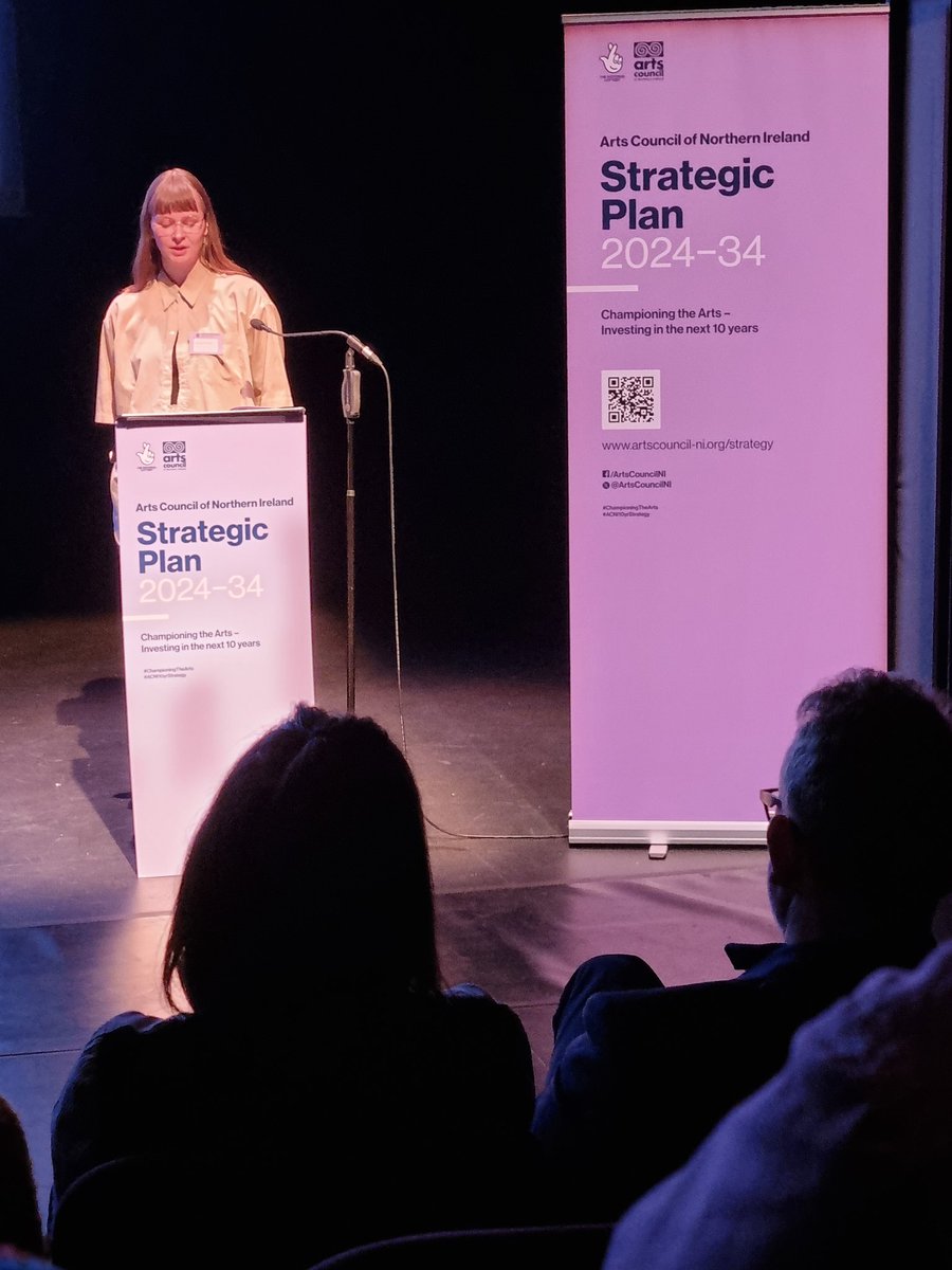 Our CEO/Artistic Director Edel Murphy has been speaking @TheMACBelfast at the launch of @ArtsCouncilNI #ACNI10YrStrategy. She and artist @grace_fairley_ spoke about how inclusion and visibility of d/Deaf, disabled and neurodiverse people make the arts better for everyone 👏