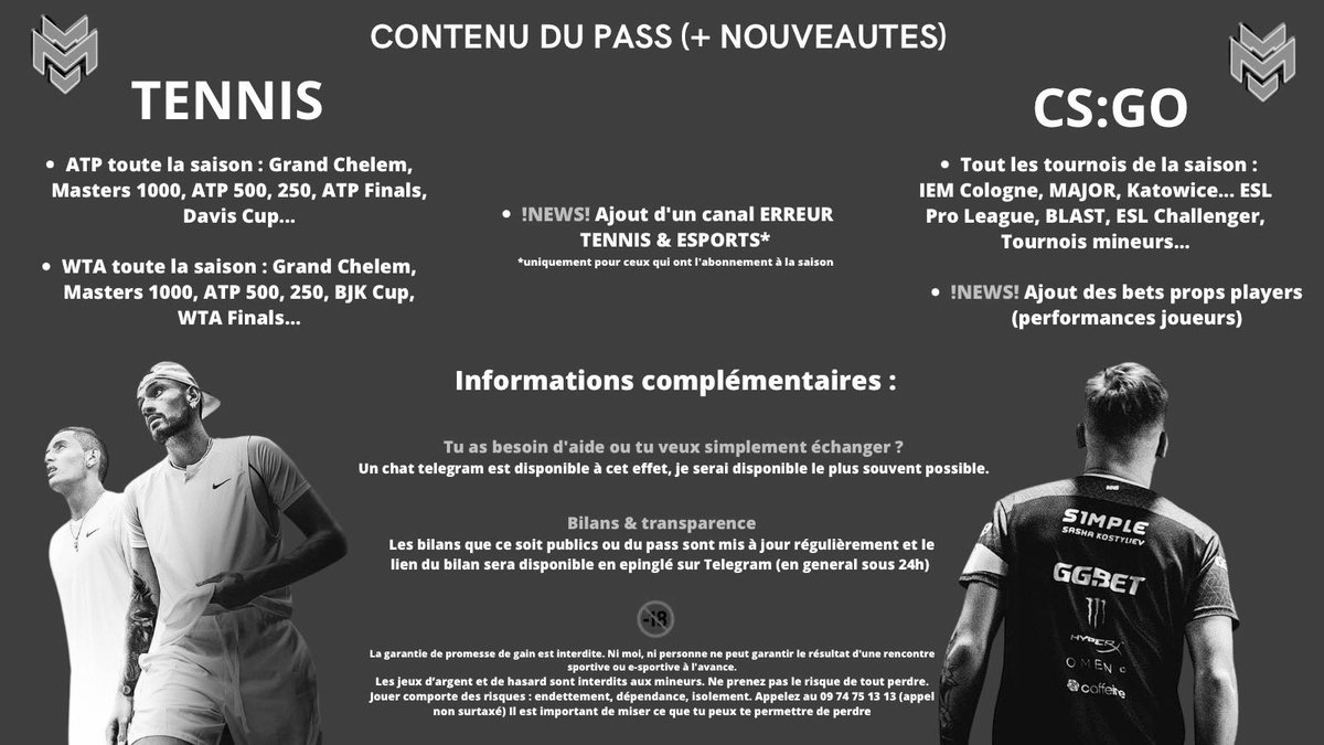 munestennis's tweet photo. On reprend du service, les bets publics tennis vont reprendre 🙌

Au passage pass gratuit jusqu’à la fin de RG 🥷

♻️ RT ce tweet + m’envoyer un message pour le rejoindre 

(Le PASS continent du tennis + de l’eSport ⚔️) https://t.co/WY4fqkSfrg