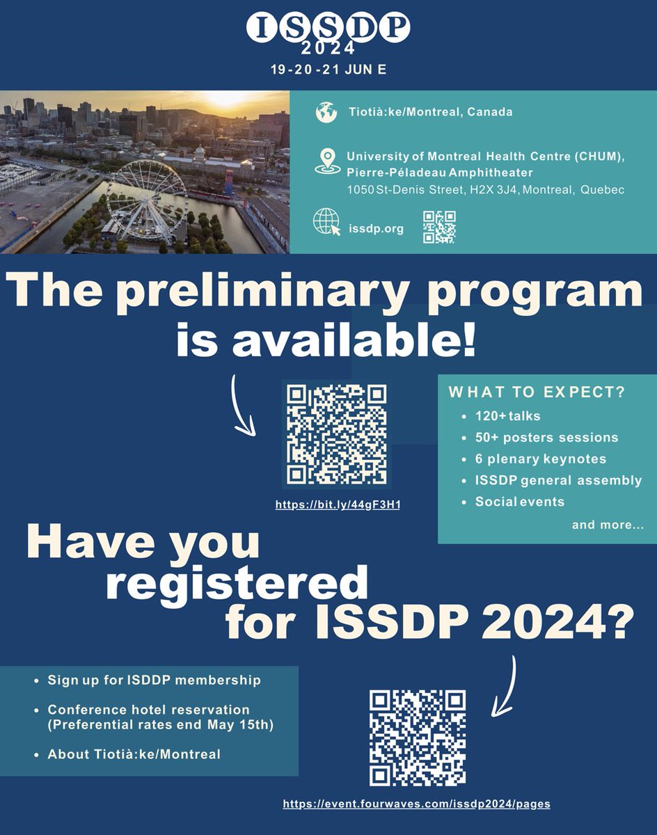 The preliminary program for the 2024 International Society for the Study of #DrugPolicy Conference is out now! Don’t miss out. Register & join us in Tiotià:ke/Montreal, Canada, from 19 – 21 June 2024 at the University of Montreal Health Centre. issdp.org

#ISSDP2024