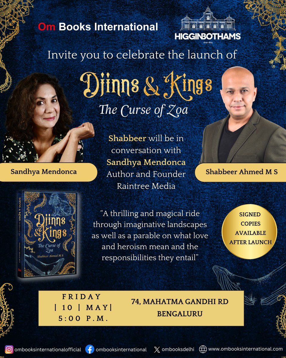 Join us for the launch of Djinns and Kings: The Curse of Zoa by Shabbeer Ahmed MS to experience a thrilling ride through magical landscapes! Shabbeer will be in conversation with Sandhya Mendonca Author and Founder Raintree Media