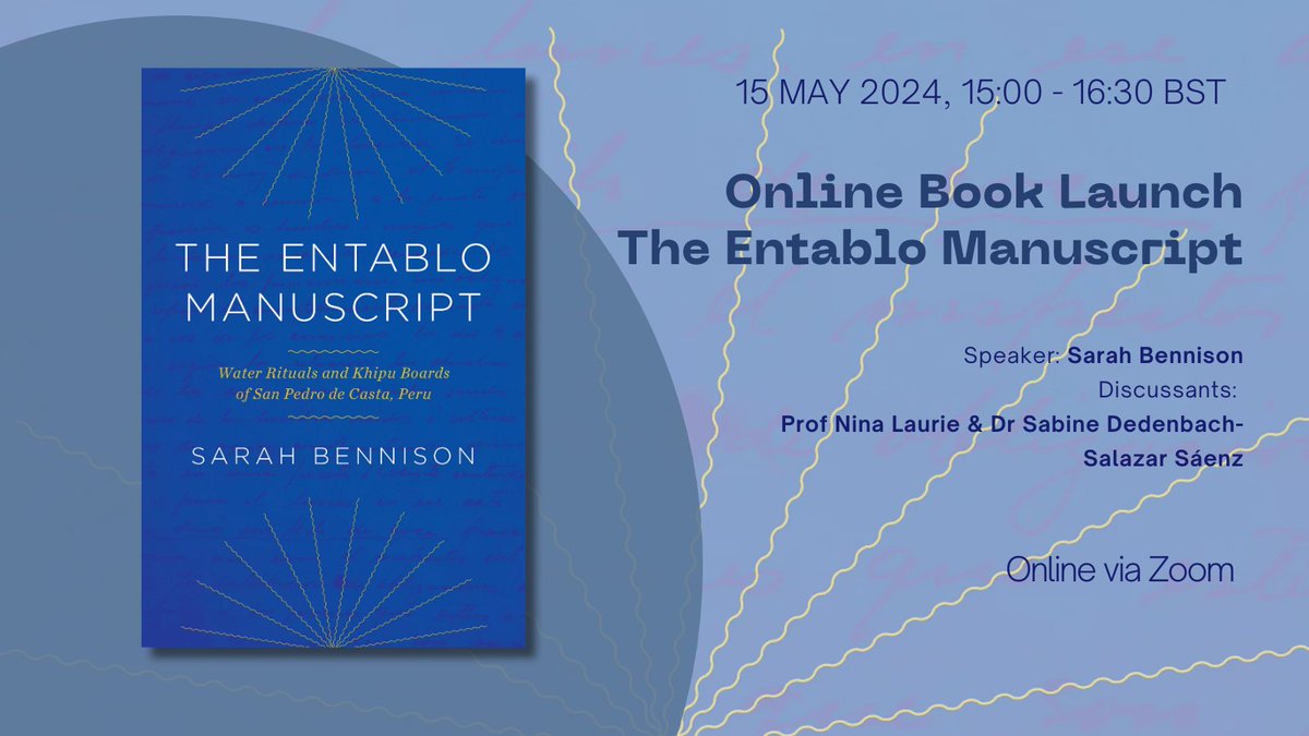 Sarah Bennison is having an online book launch for her new publication, The Entablo Manuscript, on 15 May at 3pm BST! To register for the Zoom event, email sb333@st-andrews.ac.uk Shop the book here 📚: combinedacademic.co.uk/9781477325421/… @Punsetcetera @UTexasPress @CAS_StAndrews