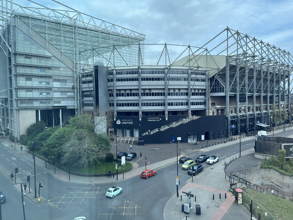 View from my hotel window: St James’ Park, Newcastle. 
#Hunted #Booktour