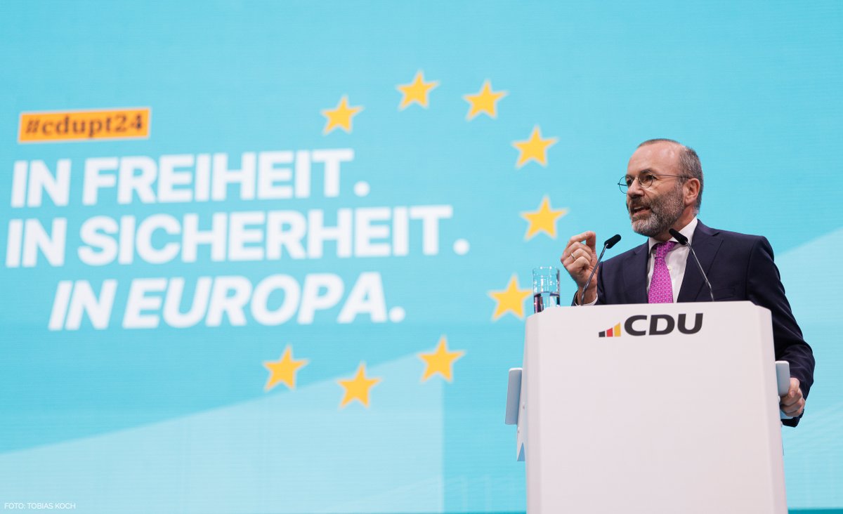 Lieber @ManfredWeber, vielen Dank für deine starke Rede an den #cdupt24. #CDU und @CSU stehen zusammen, um Europa besser zu machen. Gemeinsam kämpfen wir für Freiheit, Sicherheit und Wohlstand in einem starken Europa!