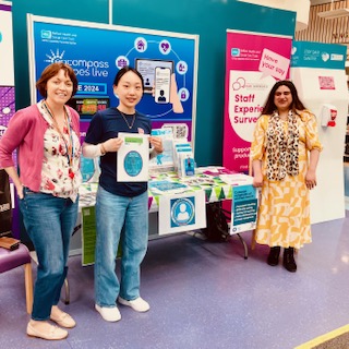 Researchers from the School of Pharmacy in collaboration with Belfast Trust clinical nurse specialists campaigning at Belfast City Hospital today to raise awareness of the symptoms of Ovarian Cancer. #ThisIsGo #WOCD2024 #NoWomanLeftBehind