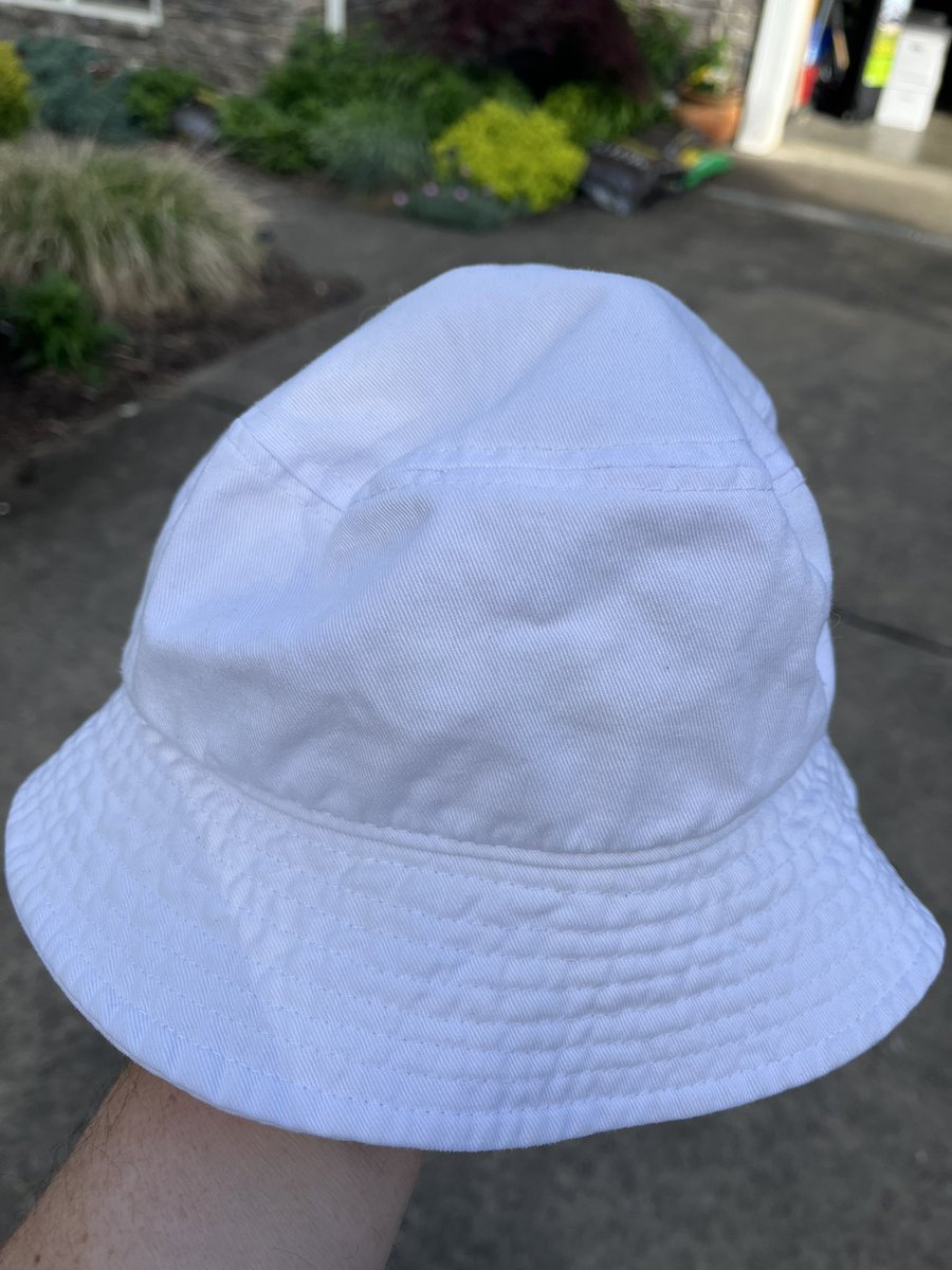 Following some extensive bleach therapy, my wife has revived the old white bucket hat. I’d say she did a great job!