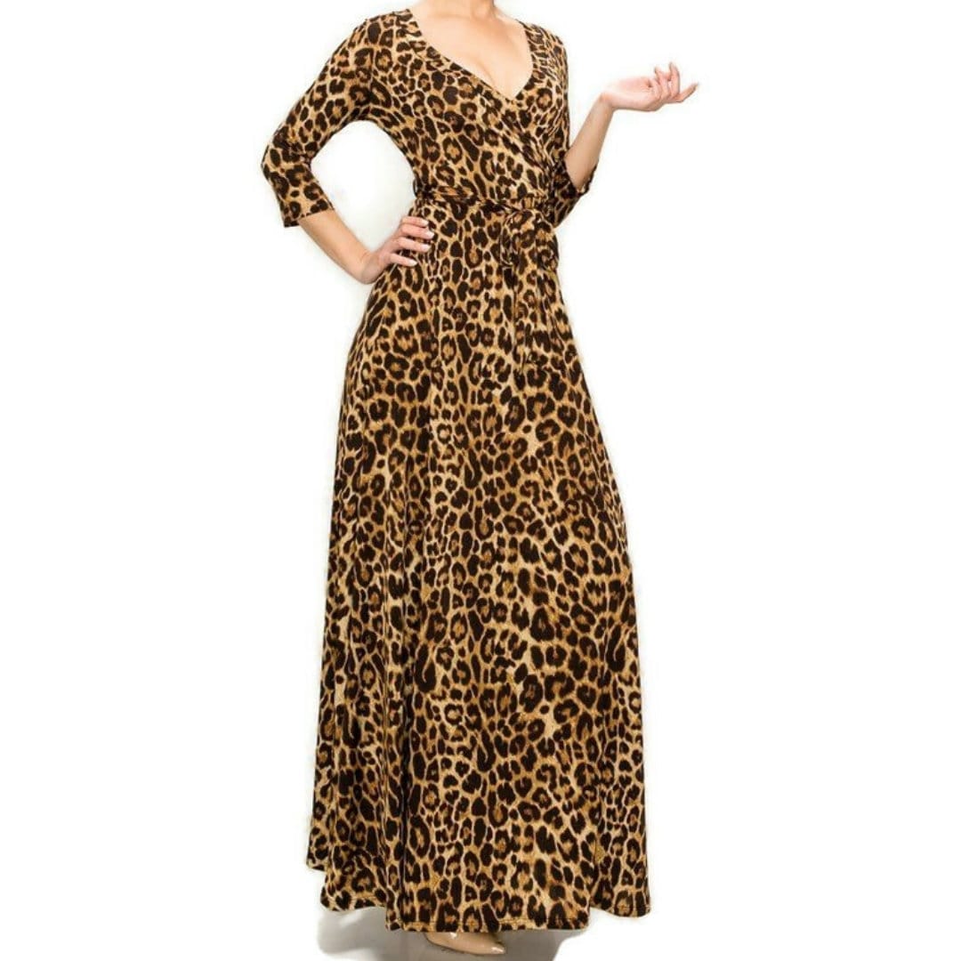 Leopard Animal Print Faux Wrap Maxi Dress tuppu.net/beabcb19 #bridesmaid #plussizefashion #womenfashion #maxidress #smallbusiness #wedding #jumpsuits #janettefashion #Dresses