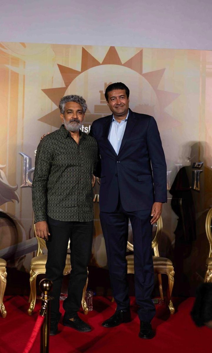 Two legendary creators in one frame! SS Rajamouli with Graphic India’s Sharad Devarajan, at the Baahubali Crown of Blood Press Conference. Streaming on May 17 on Disney+ Hotstar.