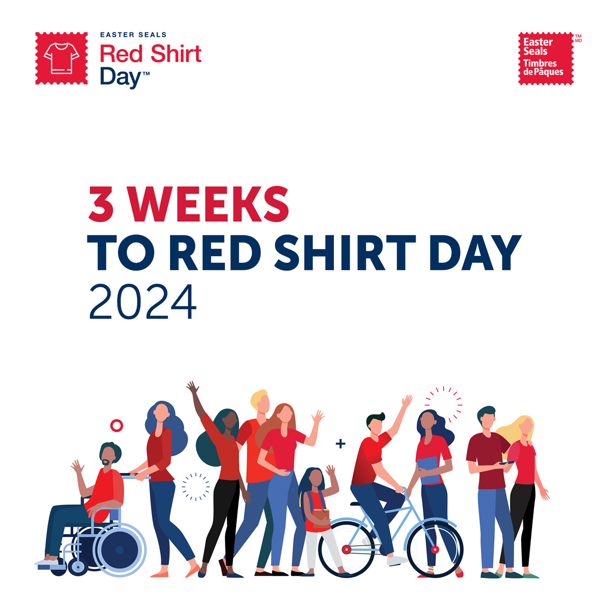 We are just 3 WEEKS AWAY from National Accessibility Week (May 26 to June 1, 2024) and Red Shirt Day™ (May 29, 2024)! 📆

easterseals.ca/en/redshirtday

#RedForAccessAbility #RedShirtDay