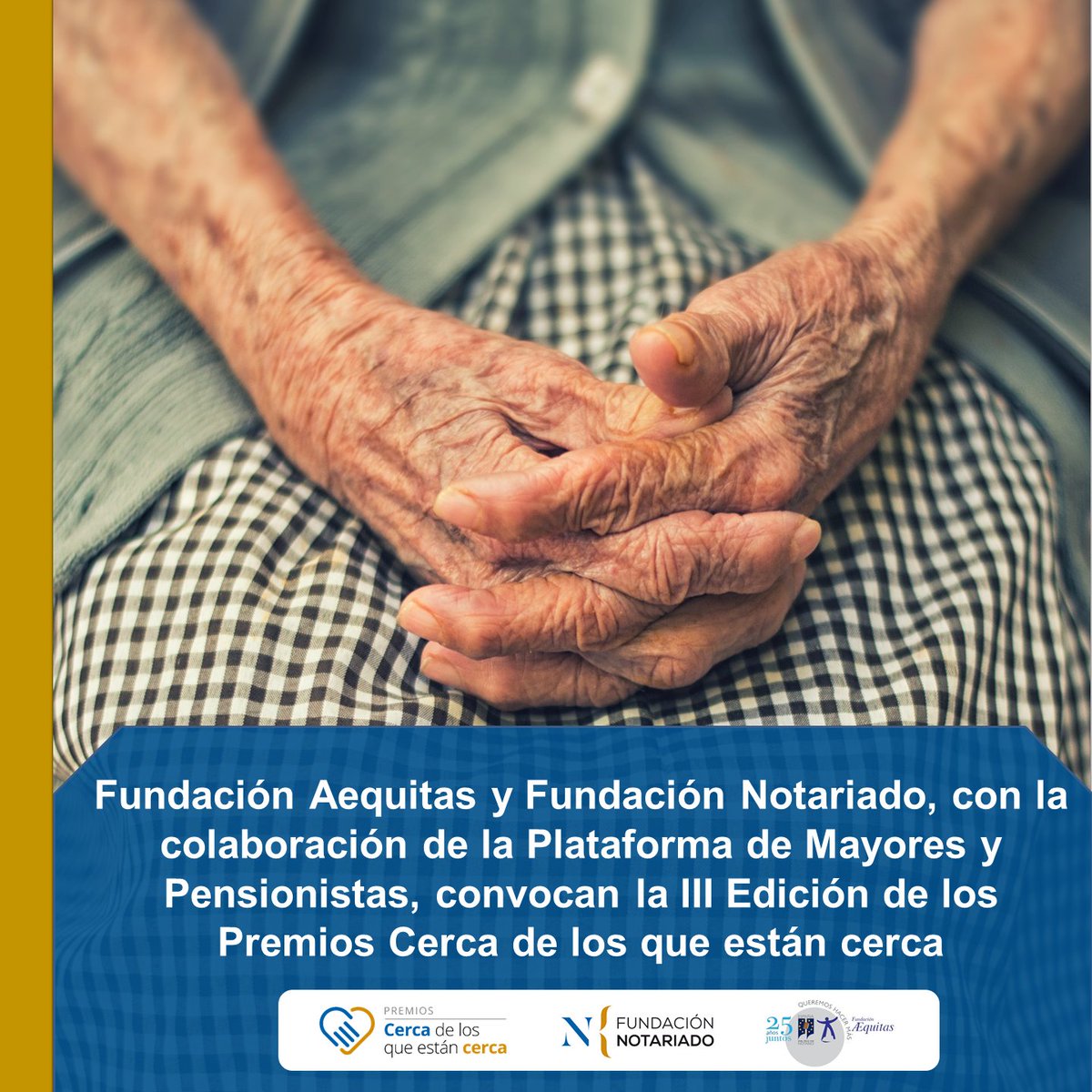 En pueblos, en ciudades… en toda España hay centros de #mayores, de #jubilados, asociaciones, entidades sin ánimo de lucro con miles de proyectos de apoyo a las personas mayores 🤝 ¡Esperamos tu candidatura! fundacionnotariado.org/portal/documen… @FAEQUITAS @PlataformaPMP