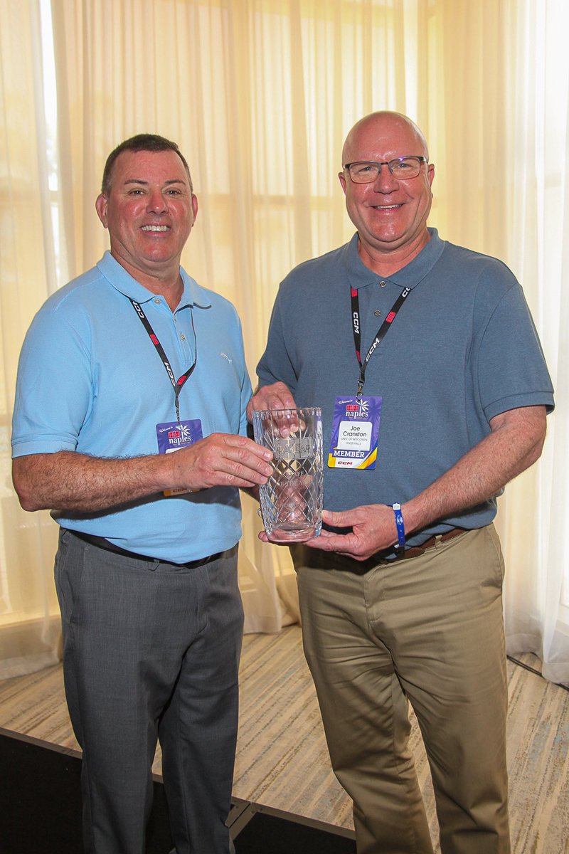 UWRF Women’s Hockey head coach Joe Cranston was recently presented with his National Coach of Year award at the AHCA Convention in Naples, Fla. #FFT
