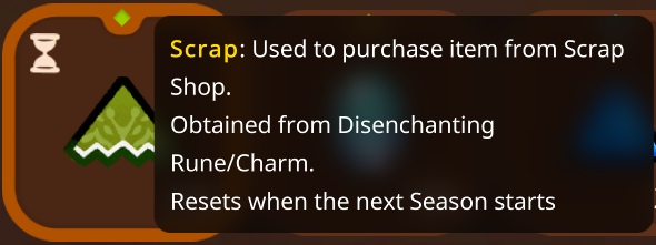 Been getting asked quite a lot recently. Just so it's clear.

Scraps reset once the next season begins.

This is stated in-game both in the item description as well as in its tooltip.

#AxieOrigins
#AxieInfinity
@AxieInfinity