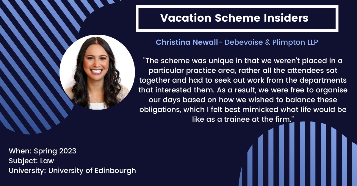 Read this Vacation Scheme Insider to find out more about @Debevoise vacation scheme. ow.ly/mKNN50RzkVc