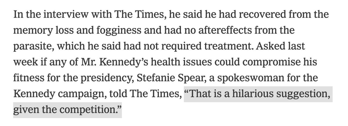 Truly, though, these cognitive problems (esp. issues with memory) sound very hard. Glad he has recovered (and kind of love this very good quote from his spox).