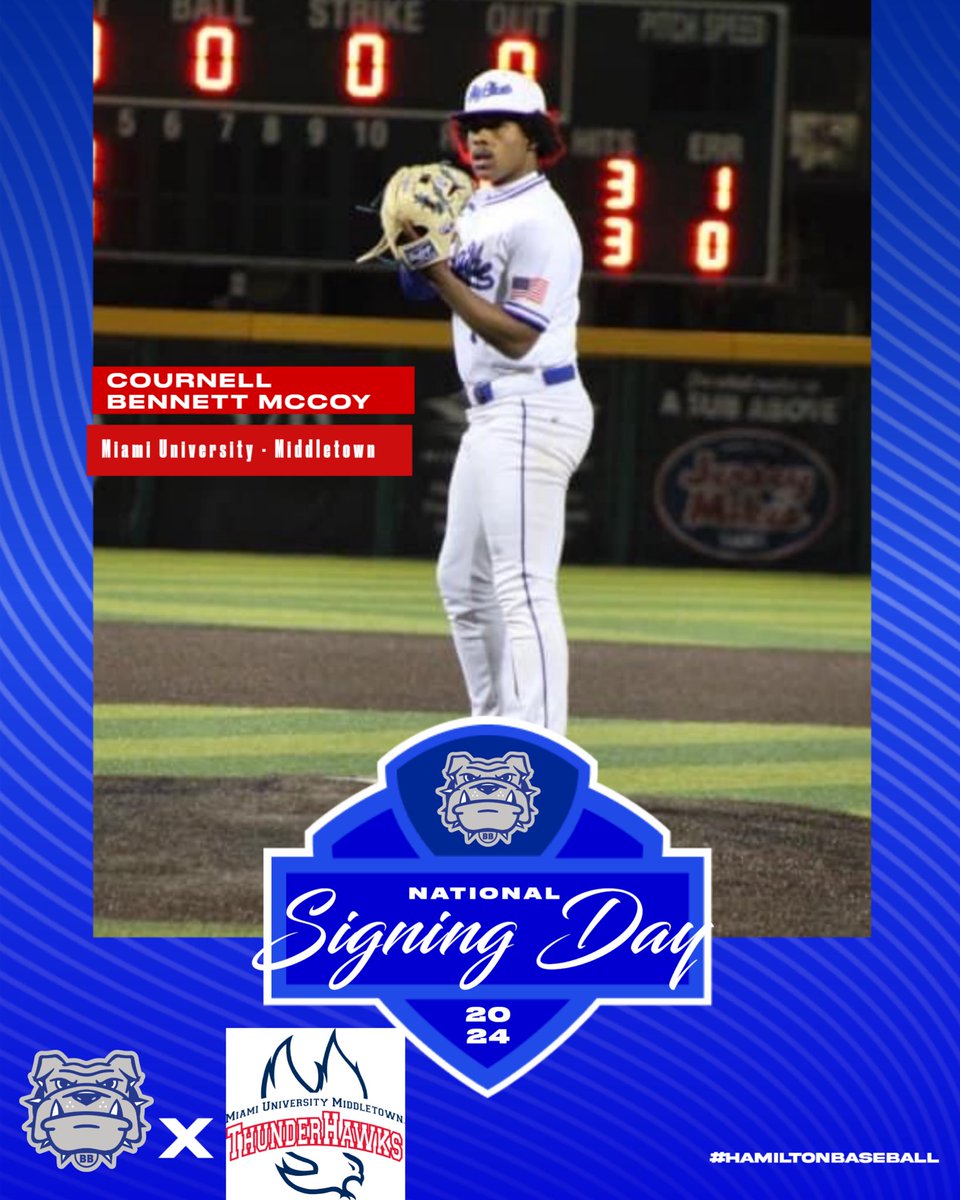 @HamiltonBaseball (@hhsbaseball__) on Twitter photo Congrats to senior, Cournell Bennett McCoy on his signing to Miami University- Middletown! <a href="/HHSBigBlueAD/">Big Blue Athletics</a> Congrats to senior, Cournell Bennett McCoy on his signing to Miami University- Middletown! <a href="/HHSBigBlueAD/">Big Blue Athletics</a>